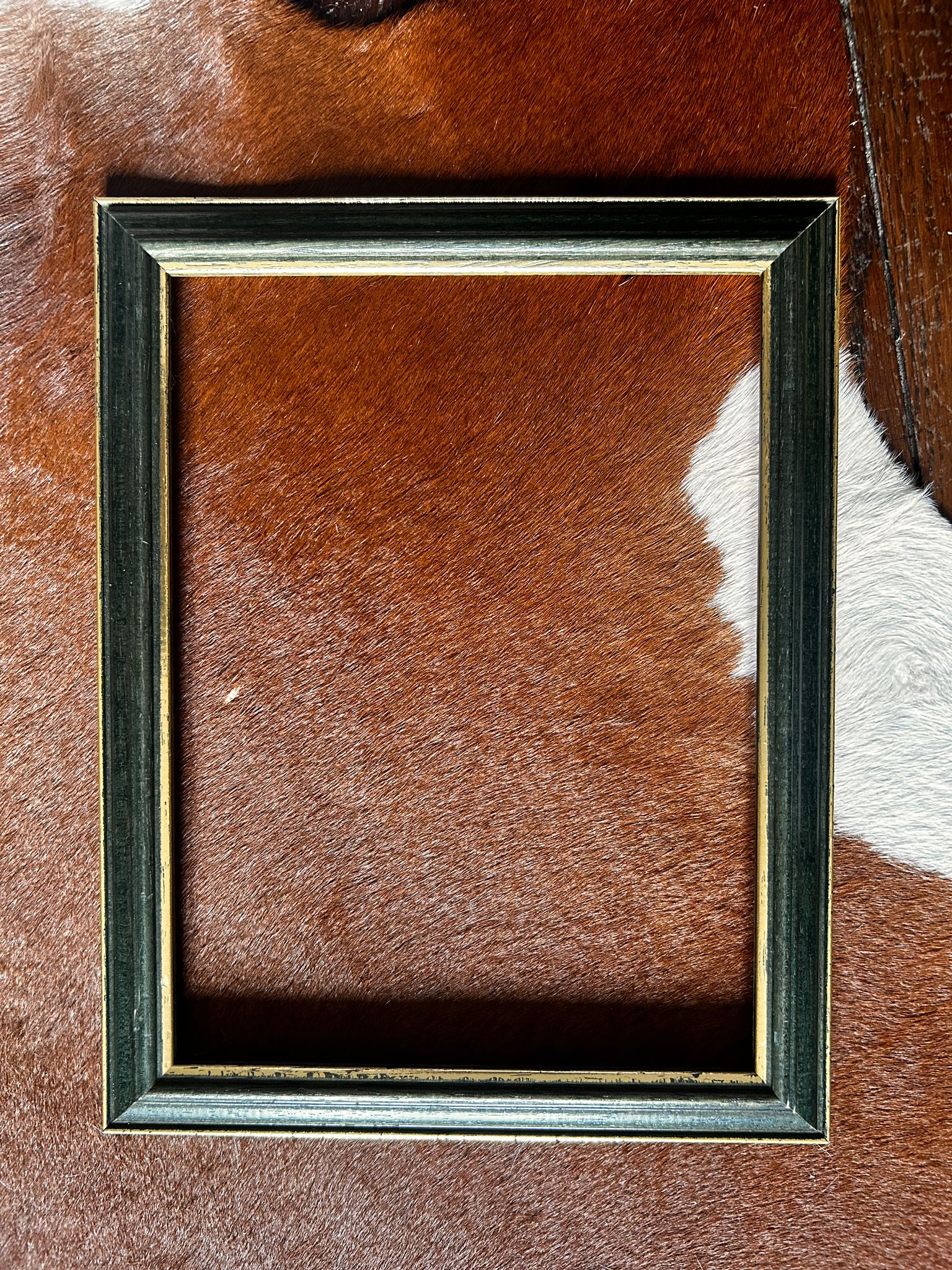 Cadre vintage vert et doré 